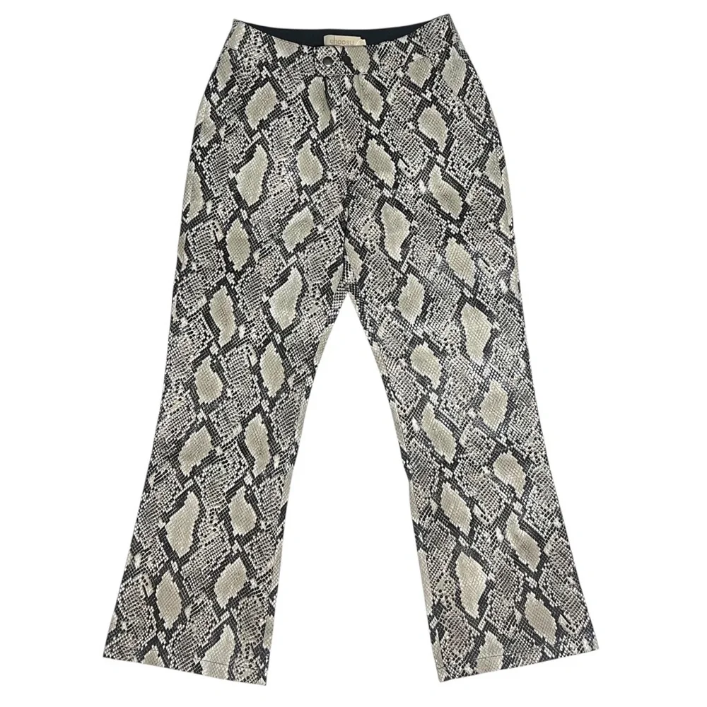 Choosy Snake Skin Faux Leather Pants Cropped Cropped Flare Mid Rise NWT Size 2 - Picture 3 of 16
